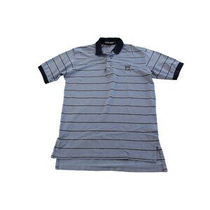 Polo Golf Ralph Lauren Mens M Blue Striped Short Sleeve Pique Polo Shirt Shield